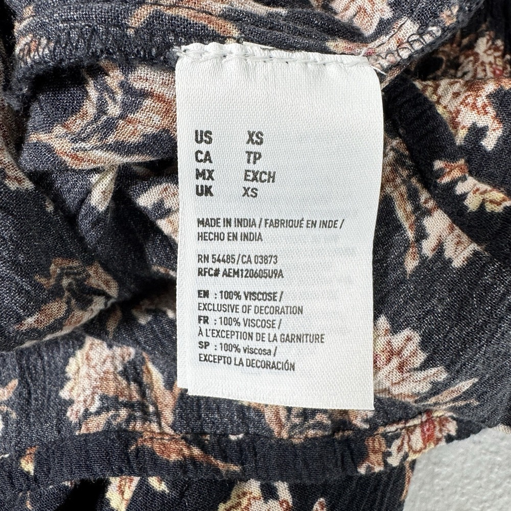 AEO Floral Boho Mini Dress XS Lace Trim Strappy Drop Waist Coquette Dark Fairy - Picture 5 of 9